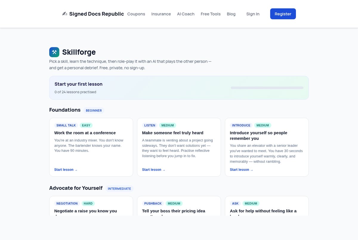 Skillforge AI communication coach screenshot